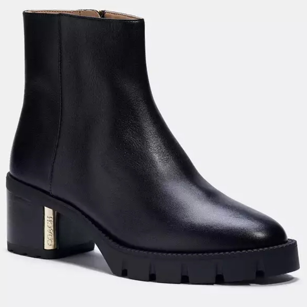 Coach Midnight Black Leather Booties